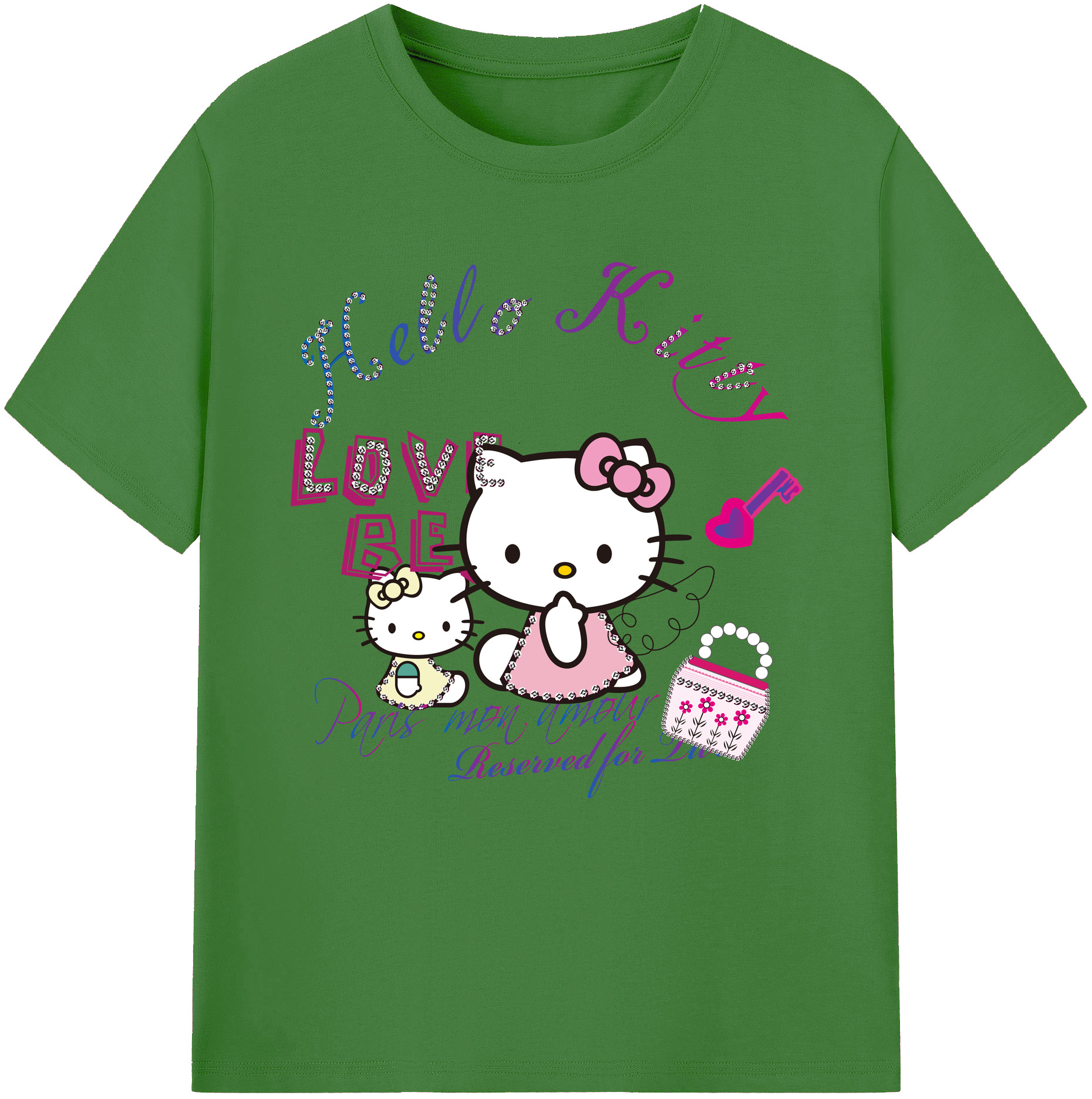 （画像用） Hello Kitty ハローキティ レディースカジュアルプリントTシャツ（綿100％）
